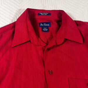 Paul Fredrick Sport Shirt 100% Silk Button Up Men's Large Red EUC